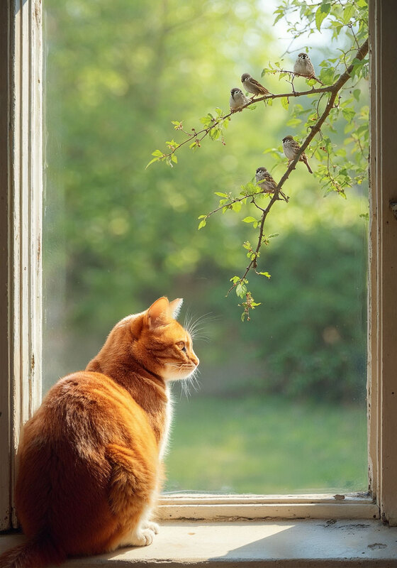 Poes met mussen 70x100CM