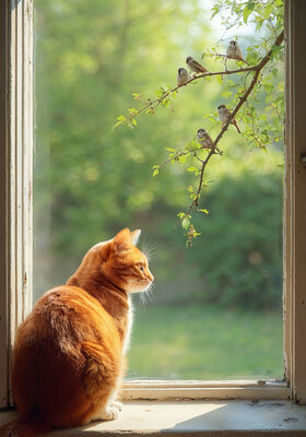 Poes met mussen 70x100CM